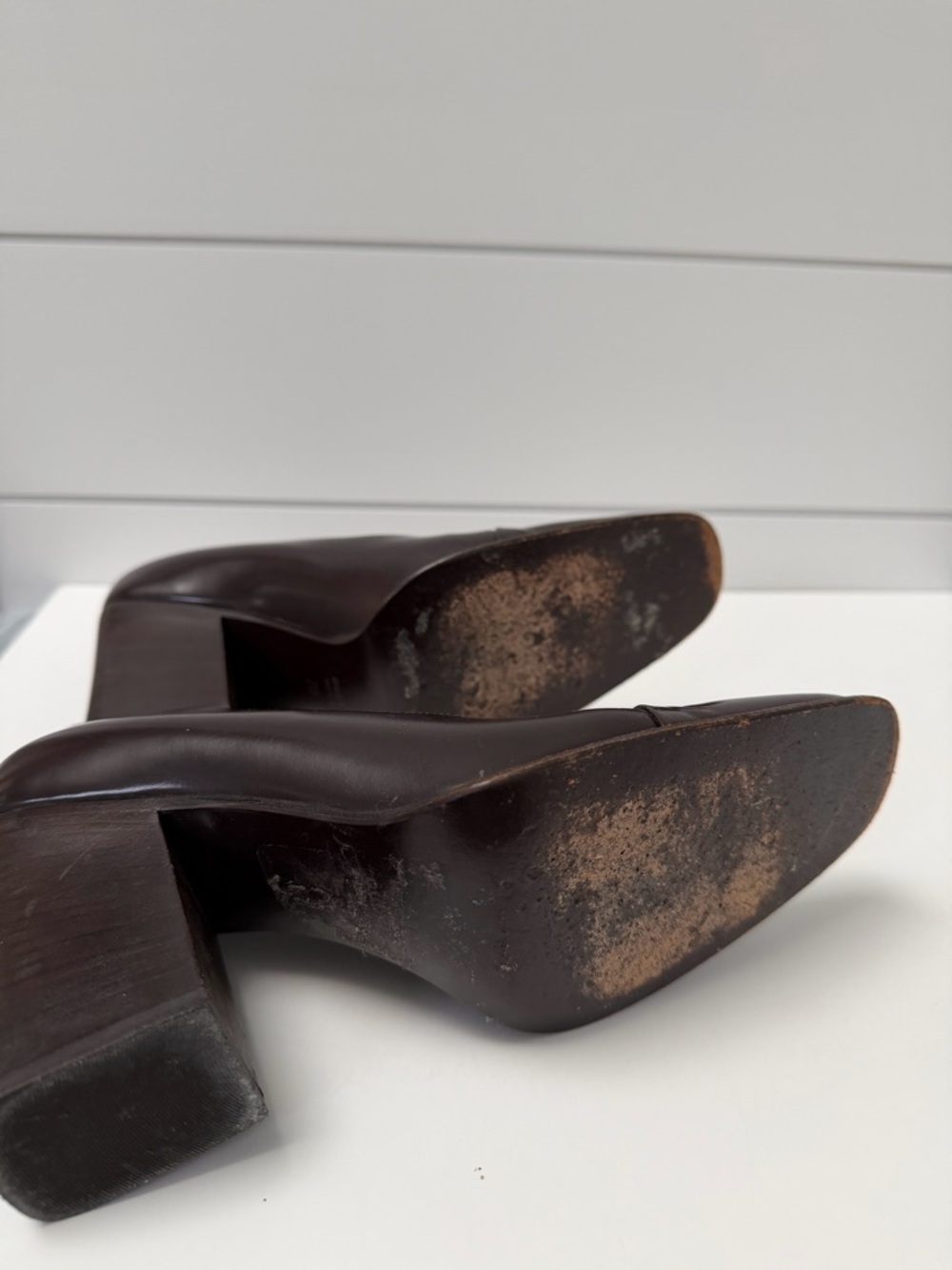 Gucci Women's Dark Brown Leather Square-Toe Pumps - Picture 4 of 5